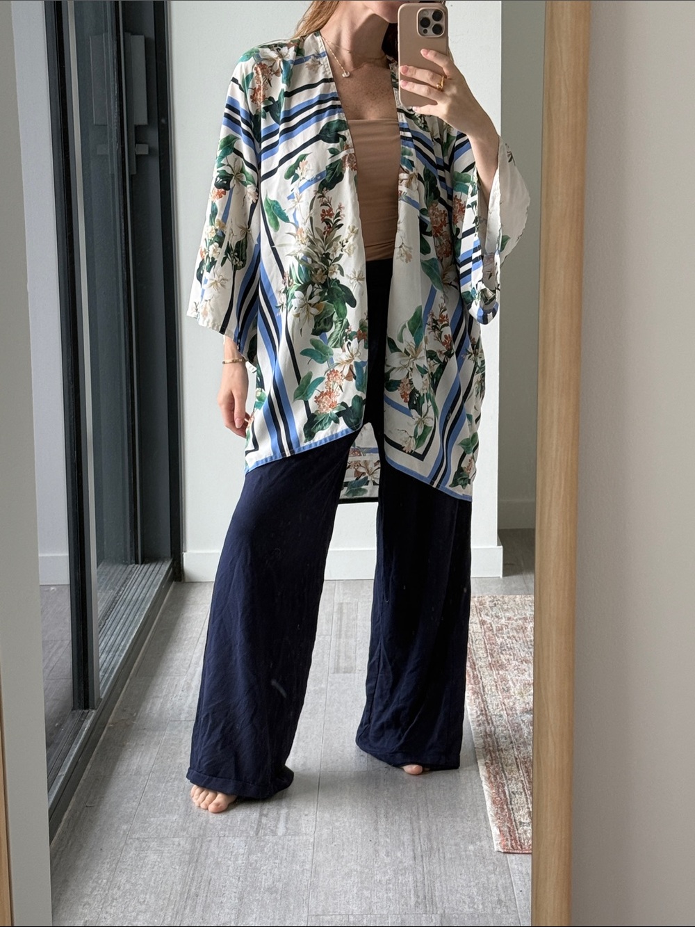 Handmade tunic robe in white navy and blue | boho, granola, festival style